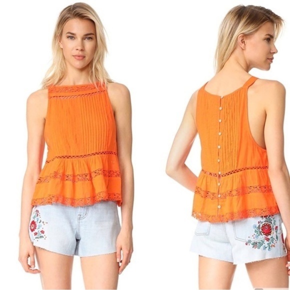 Free People Constant Crush Firecracker Orange Tank Top Small - Picture 1 of 8
